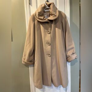 Vintage 1980s Claire Paris cashmere wool Crowl Neck Collar overcoat XL (Read)